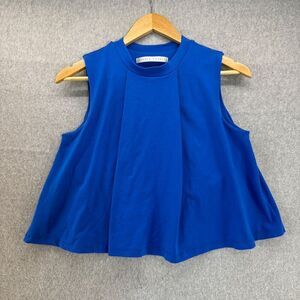 Susana Monaco Women's Large Royal Blue Trapeze Crop Top Sleeveless‎ Nylon Blend